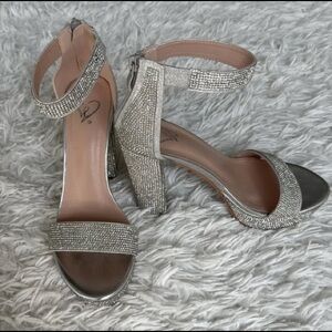 Windsor Yula Rhinestone Silver Platform Heels